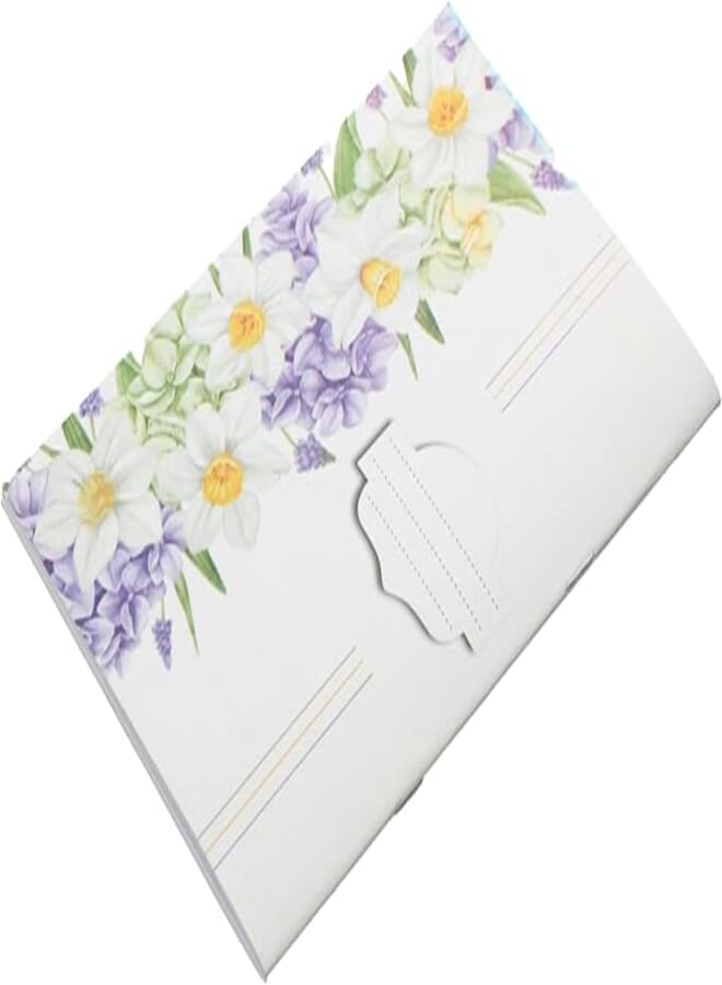 School Notebook 40 Pages Flower Design Cardboard Cover handy notebook for daily writing and drawing White